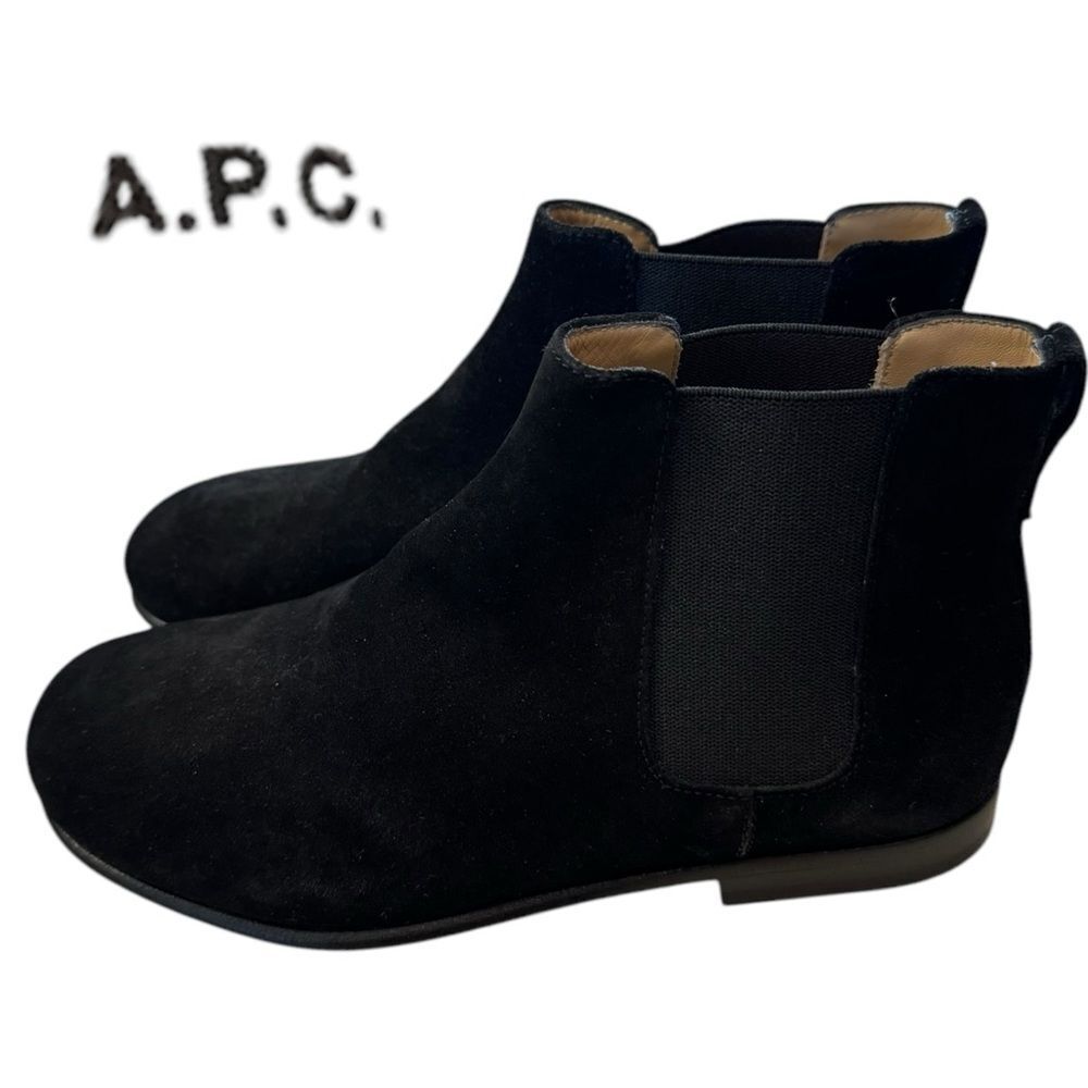 A.P.C. Women's Black Suede Leather Chelsea Ankle Boots Booties 35